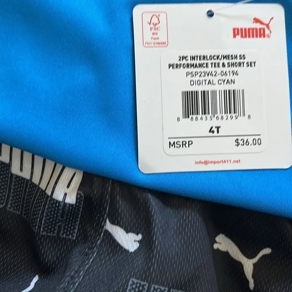PUMA Little Boys 2-pieces blue black Short Set Size 4T